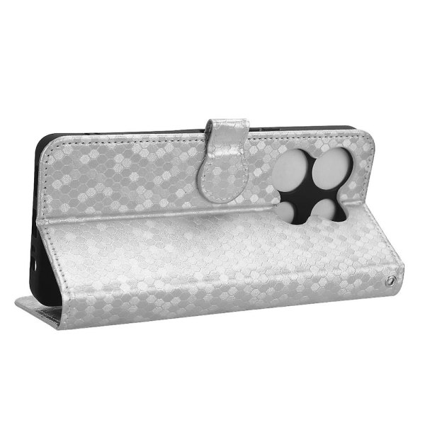 Til Infinix Note 30 Vip 5g Telefon Wallet Etui Dot Præget Stativ Pu Læder Cover Silver
