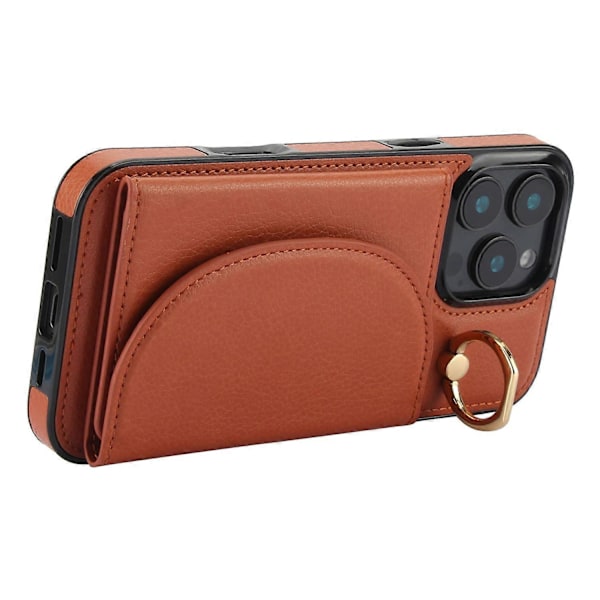 Til iPhone 16 Pro Etui RFID Blokerende Tegnebog Støtteben Læder+TPU Telefon Cover Multicolor Style A