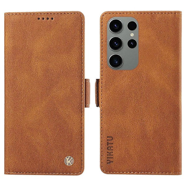 YIKATU YK-005 Telefonpung Etui til Samsung Galaxy S23 Ultra med Hudvenligt Læder og Støttefunktion Multicolor Style C