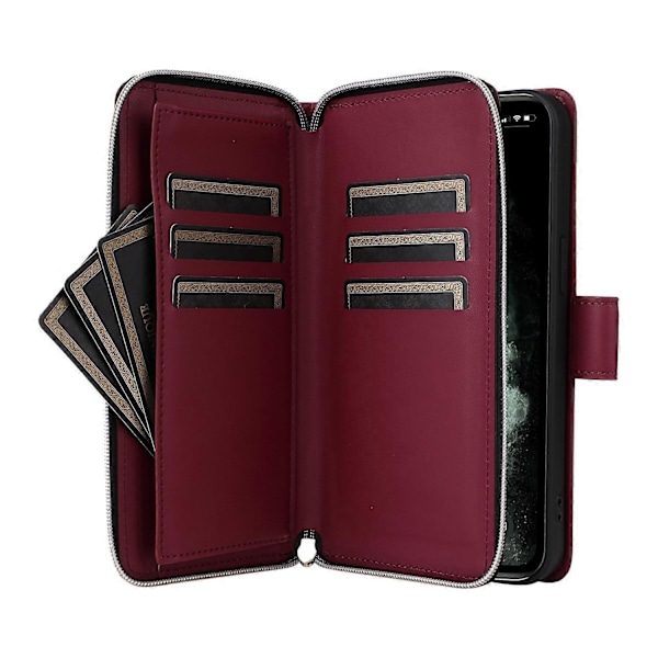 Til iPhone 11 Pro Max Etui Lynlås Pung Rombe Telefon Læder Cover med Skulderrem Multicolor Style D
