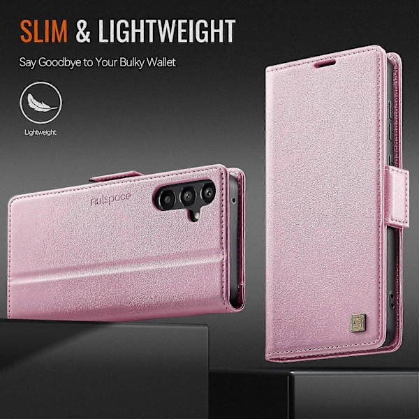För Samsung Galaxy A55 5G Fodral AUTSPACE A11 RFID-blockerande Retro Läder Mobiltelefon Plånboksfodral Multicolor Pink