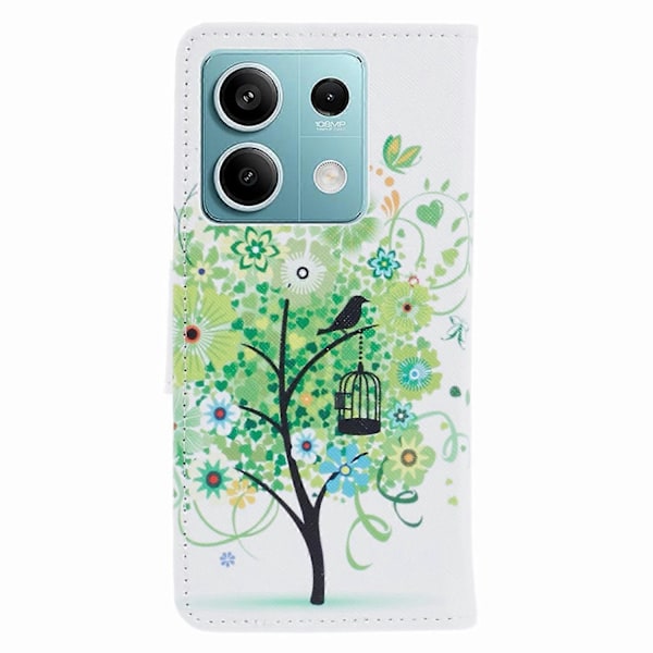 Telefoncover til Xiaomi Redmi Note 13 5G PU Læder Krydset Tekstur Wallet Cover Multicolor Green Tree