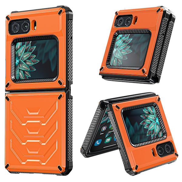 För Motorola Moto Razr 2022 5g Rugged Series Stötsäker TPU-ram + PC-baksida Case Cover Orange