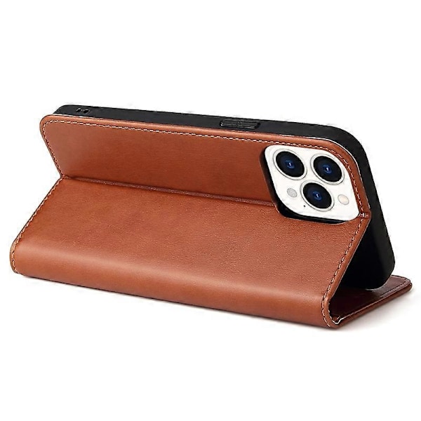 FIERRE SHANN Fodral för iPhone 15 Pro Magnetisk Självstängande PU Läder Telefonskal Multicolor Style D
