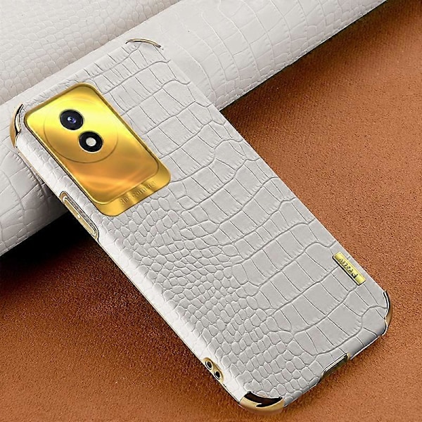 vivo Y02 4G -puhelimelle krokotiilinnahkajäljitelmä, galvanointipinnoitettu, nahkapäällysteinen TPU-puhelinkotelo Multicolor Style E
