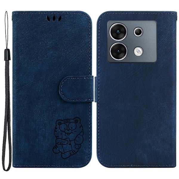 Læderetui til Infinix Zero 30 5G, tegnebog, telefoncover med tiger-mønster Multicolor Dark Blue