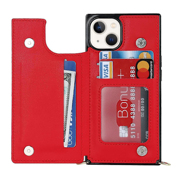 RFID-suojattu lompakkokotelo iPhone 15:lle, TPU+PU-jalustallinen puhelinkotelo olkahihnalla Multicolor Style C