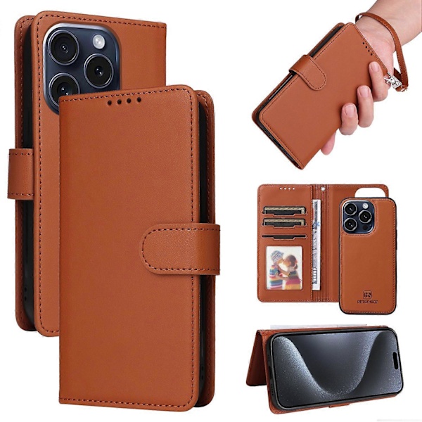 BETOPNICE 005 Deksel til iPhone 15 Pro Avtakbart 2-i-1 Lommebokdeksel i Lær Multicolor Style E