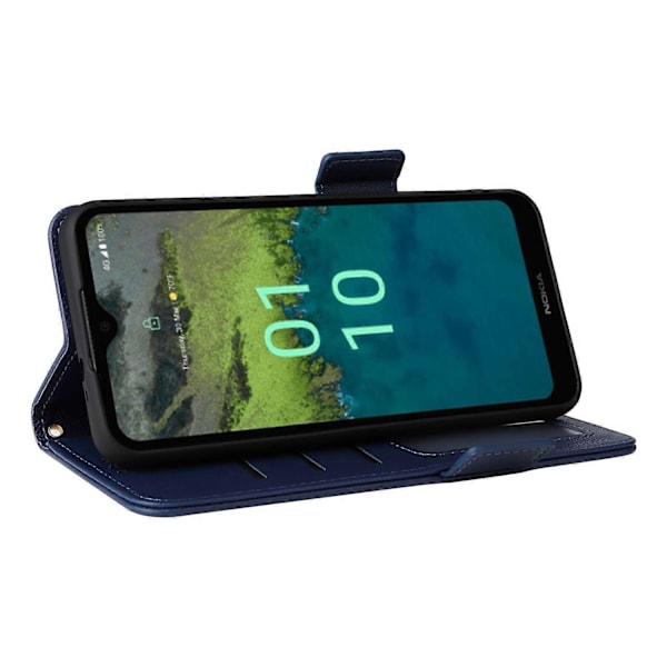 Reptåligt Telefonfodral för Nokia C110 Litchi Textur PU Läder Plånboksfodral med Ställ Multicolor Style E