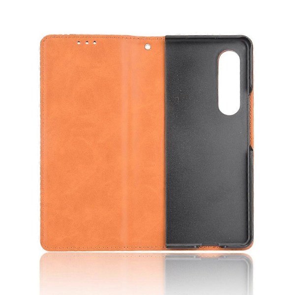 För Samsung Galaxy Z Fold3 5G Retro Texturerad Yta Pennhållare Stöttåligt Läder Telefonskal Multicolor Style D