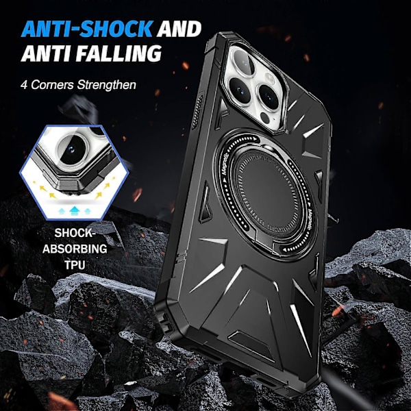 Til iPhone 12 Pro Max 6.7 tommer Cover Magnetisk Anti-fald TPU+PC Støtteben Beskyttende Bagside