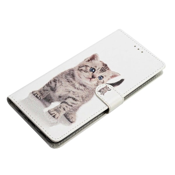 Plånboksfodral för iPhone 16e PU Läder Mönstertryck Ställ Telefonskydd med Rem Multicolor Cute Cat
