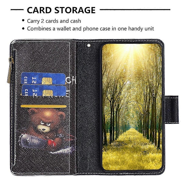 BF03 Lynlåspung i PU-læder med mønstertryk til Xiaomi Redmi Note 13 Pro 5G/Poco X6 5G Multicolor Bear