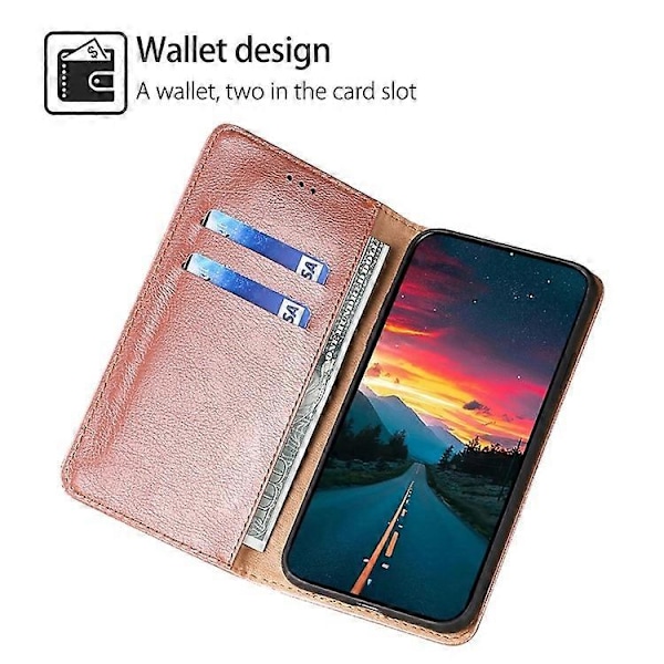 Lompakkokotelo TCL 503 -puhelimelle, PU-nahkaa, magneettinen, automaattisesti imeytyvä puhelinkotelo Multicolor Rose Gold