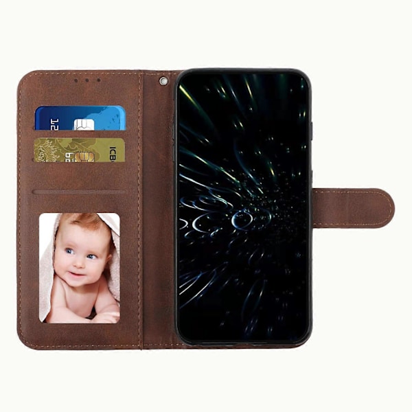 Til Motorola Moto G14 4G Etui Kalvetekstur Stødsikkert Wallet PU Læder Stand Telefon Cover Multicolor Style B