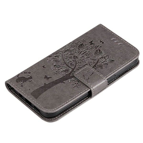 KT Imprinting Flower Series-3 til Xiaomi 14T Pro Etui Katte Træ Mønster Flip Læder Telefon Cover Multicolor Style E