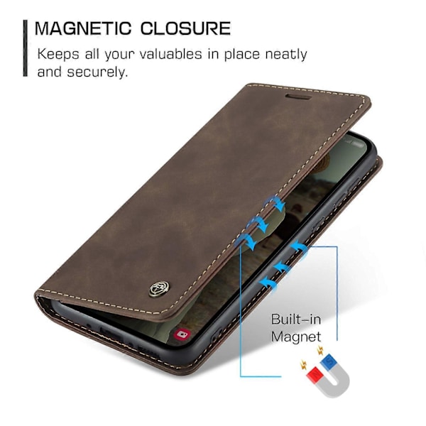 CASEME 013 Series Etui til Samsung Galaxy A35 5G Stativ Magnetisk PU Læder Telefon Cover Multicolor Coffee