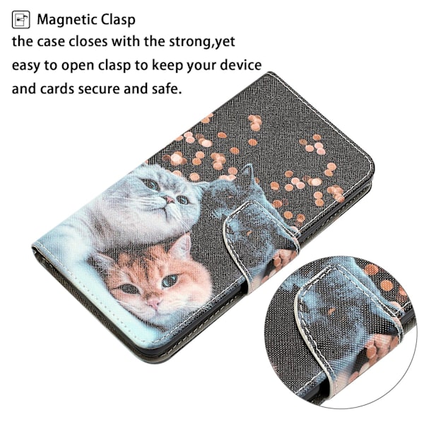 För Xiaomi Redmi 12c 4g Pu cover Mönstertryck Plånboksställ Flip Phone case Cats