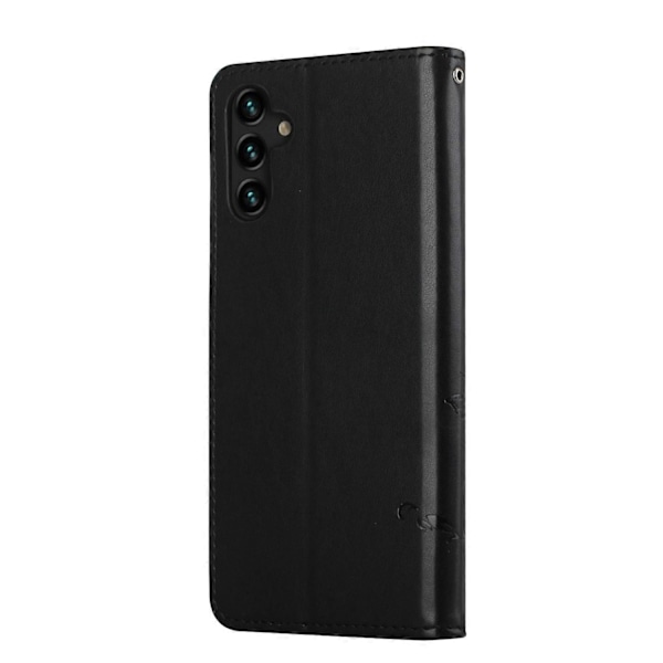 Fjärilsblommor Prägling Läder Telefonplånbok Ställ Skal med Rem för Samsung Galaxy A13