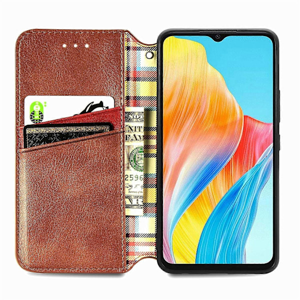 Magnetiskt fodral med rombmönster för Oppo A38 4G/A18 4G, plånboksfodral Multicolor Style D