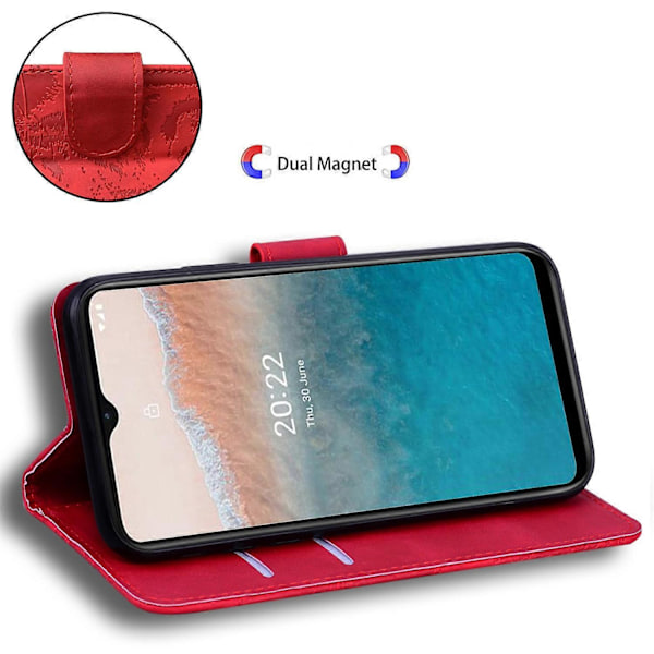 För Nokia C12 4G/C12 Pro/C12 Plus Tiger Präglat PU Läderfodral Anti-fall Plånboksfodral Ställ Multicolor Style F