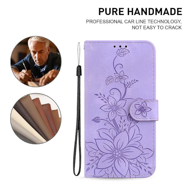 För Xiaomi Redmi Note 12 Pro+ 5g Telefon Case Stativ Plånbok tryckt Flower Cover Purple