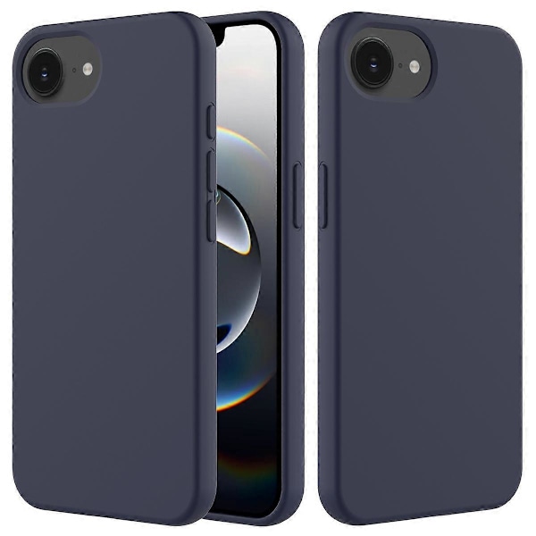 För iPhone 16e Skal Fallsäkert Flytande Silikon Mjukt Foder Baksida Telefonskydd Multicolor Midnight Blue