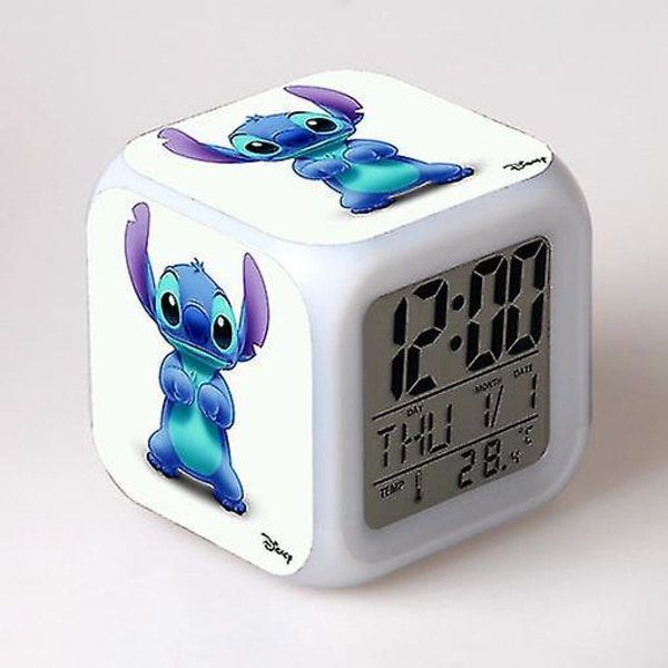 Stitch Väckarklocka Stitch Barnpresent Färgglad färgskiftande fyrkantig väckarklocka Julklapp Model 20