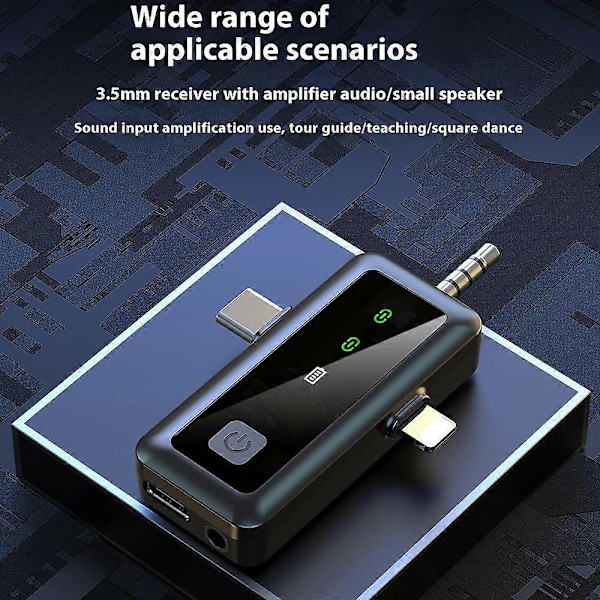 H65 3-i-1 iP/Type C/3,5 mm 2,4G Trådløs Lavalier-mikrofon med Støyreduksjon, 2 Sendere + 1