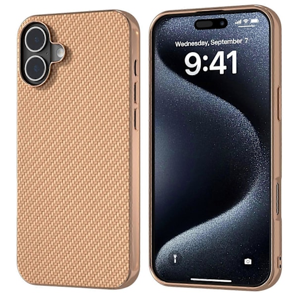 iPhone 16 -kotelo, galvanointi puhelinkuori, hiilikuitukuvio PU+TPU-suojakotelo Multicolor Style D