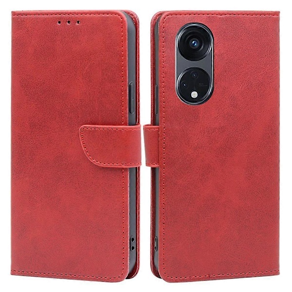 För Oppo Reno8 T 5G/A1 Pro 5G Kalvtextur Läderfodral Anti-scratch Plånbok Ställ Telefonskal Multicolor Style D