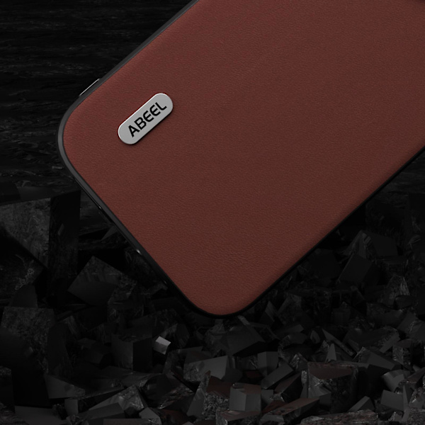 För Iphone 15 Pro Stötsäkert phone case Kohud Läder + PC + Tpu Anti-Scratch cover Coffee