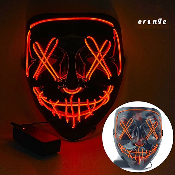 Halloween Neon LED Purge Maske Maskerade Festmasker Lysende i Mørke Horror Maske Glødende Maske Pink