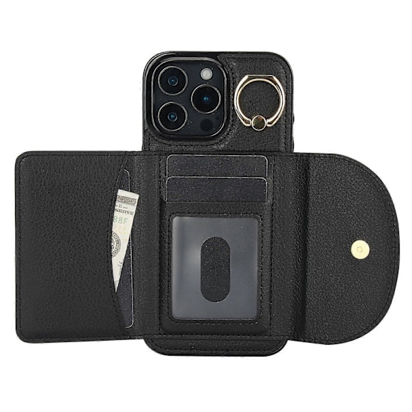 iPhone 16 Pro -kotelo RFID-suojauksella, lompakolla, jalustalla, nahka+TPU-puhelinkuori Multicolor Style B