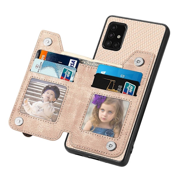 Til Samsung Galaxy A51 5G SM-A516 Etui Læder+PC+TPU Lynlås Pung Telefon Cover - Grøn Multicolor Apricot