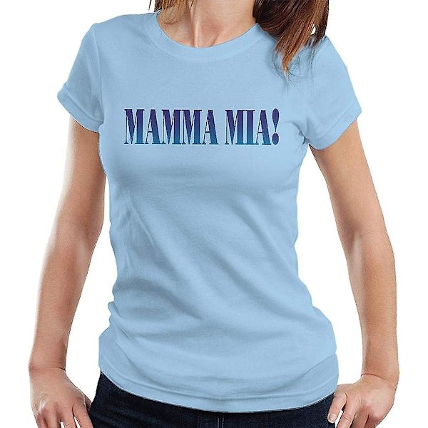 Allt+alla Mamma Mia Teaterlogo T-shirt för kvinnor Sky Blue 3XL