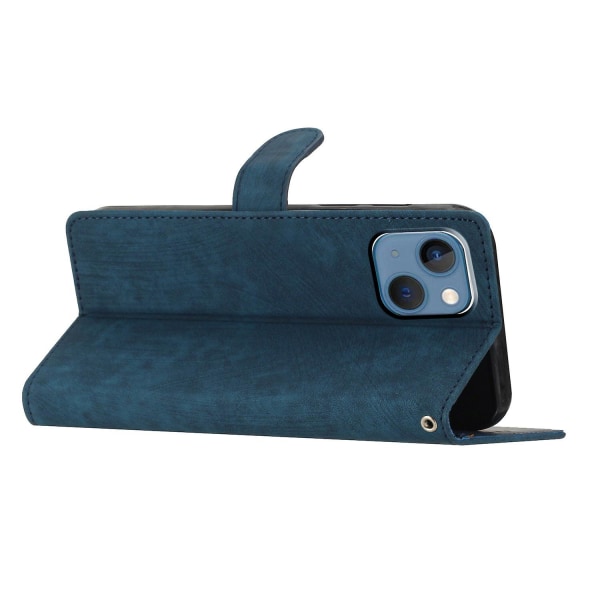 För Iphone 15 Dammtätt cover Pu-läderplånbok Slimfit stativ Skin-touch Phone case Blue