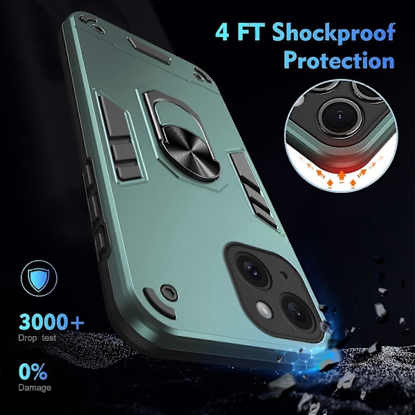 Mobilskal för iPhone 15 PC+TPU Stötfångarskal Passar Magnetisk Bilhållare Multicolor Style C