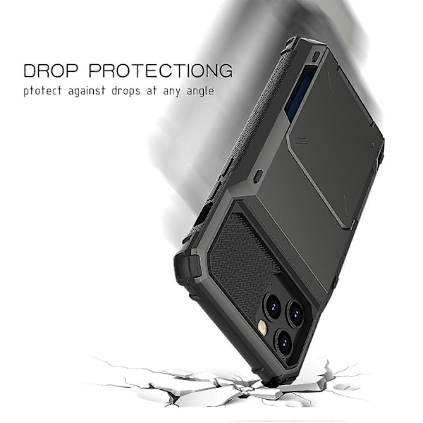 Flip Design Kortholder TPU+PC Hybrid Cover Stødsikkert Cover til iPhone 13 Pro 6.1 tommer