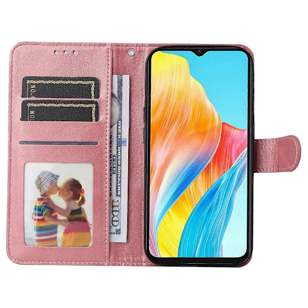 Til Oppo A38 4G Etui Wallet Telefon Stand Shell PU Læder Cover med Kalvetekstur Multicolor Style D
