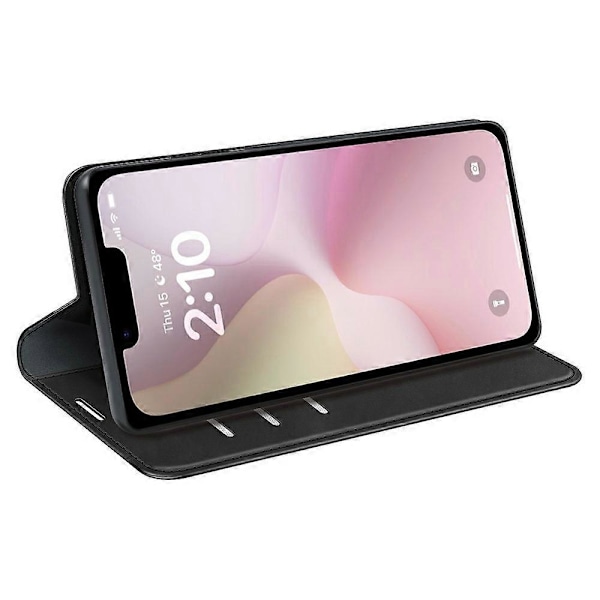 Til iPhone 16e Etui Skin Touch Læder Wallet Telefon Cover - Grå Multicolor Black