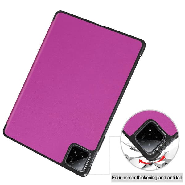 Læderetui til Xiaomi Pad 6S Pro 12.4 Tri-fold Stand Auto Wake/Sleep Smart Shell Multicolor Style E