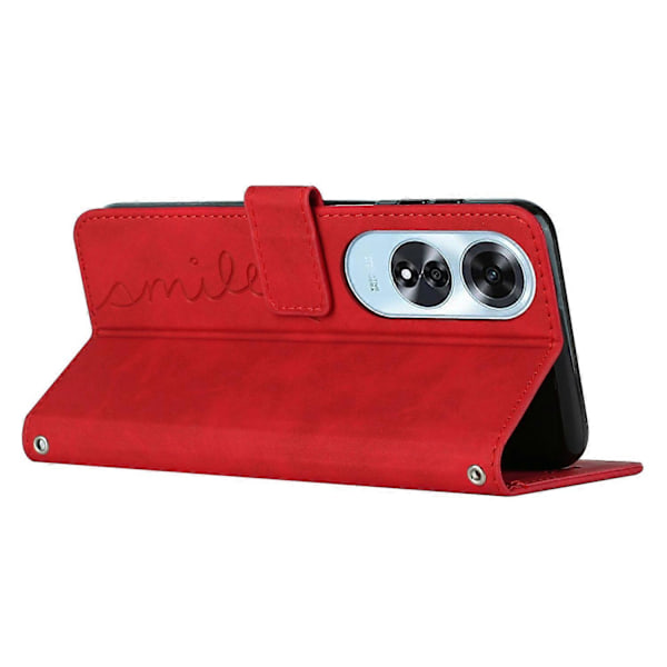 Til Oppo A60 4G Etui Hjertepræget PU Læder Wallet Telefon Cover med Rem Multicolor Style C