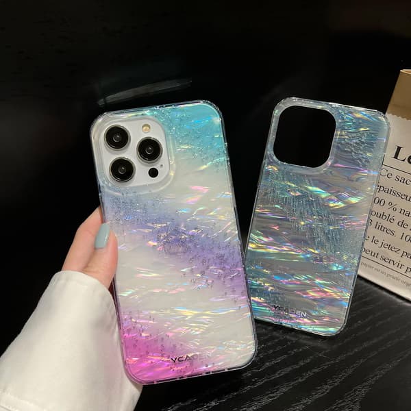 För Iphone 14 Pro Gradient Phone case Glitter Tpu Shell Grain Cover Purple