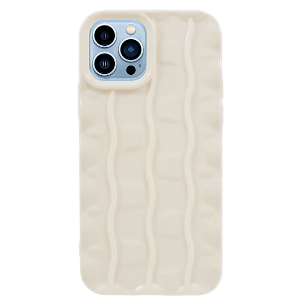 IPhone 12 Pro Max TPU-puhelinkotelo 3D-raitakuviolla, naarmuuntumaton suojus White