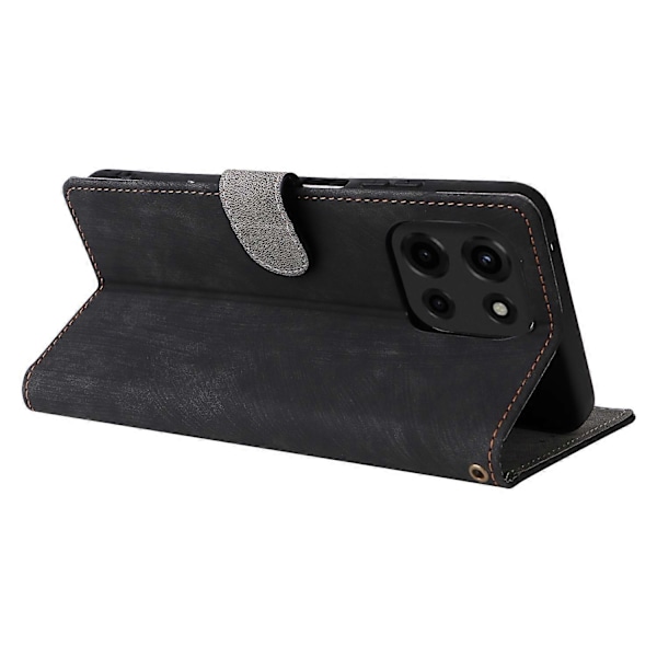 Til Motorola Moto G 5G (2025)/Moto G (2025) 5G Wallet Case RFID-blokering PU Læder Cover Stand View Multicolor Black
