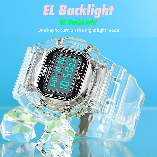 Skmei 1999 Outdoor Sports Transparent Shell Watch 1999 Vit Red