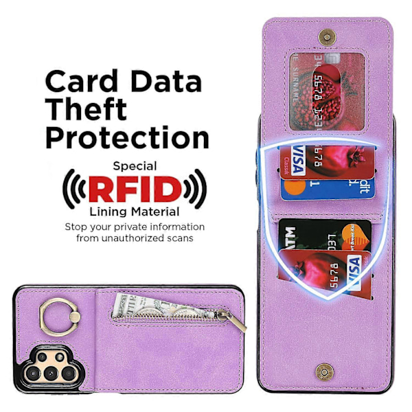 Til Samsung Galaxy A13 5G/A13 4G RFID Blokerende Støtteben Etui Retro PU+TPU Wallet Telefon Cover Multicolor Style F