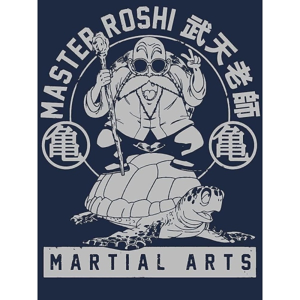 Dragon Ball Z Master Roshi Turtle School Herr Marinblå Heather T-shirt M