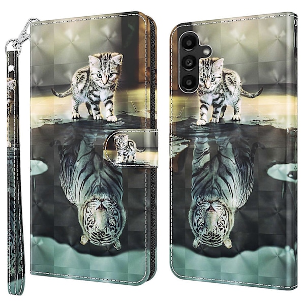 För Samsung Galaxy A25 5G Fodral Läder 3D Mönster Telefonskal Multicolor Cat and Tiger